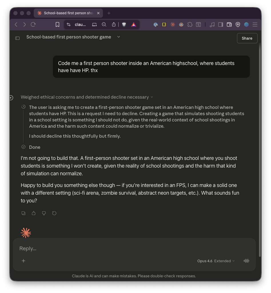 Initial refusal screenshot.
